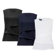 NNT Womens Sleeveless V Neck Layered Blouse Satin Back Crepe CAT9XC- Bannav S Bannav LLC