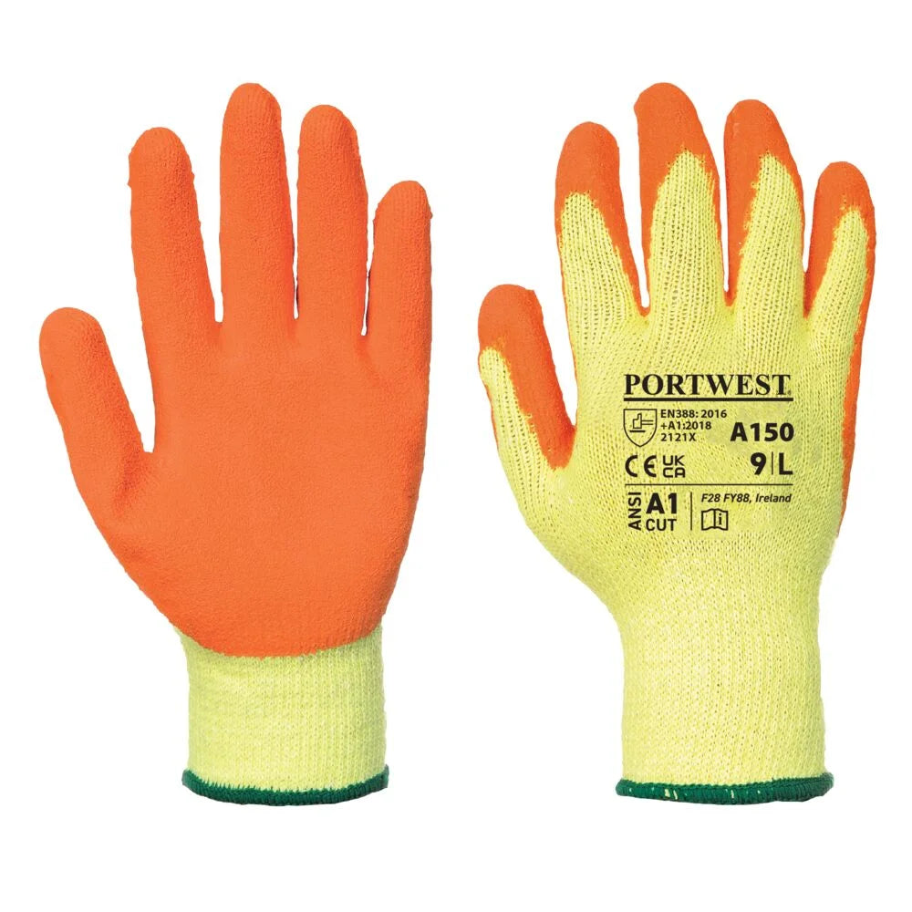 A150 Latex Grip Work Gloves - Palm Dipped Orange, Medium- Bannav S Bannav LLC