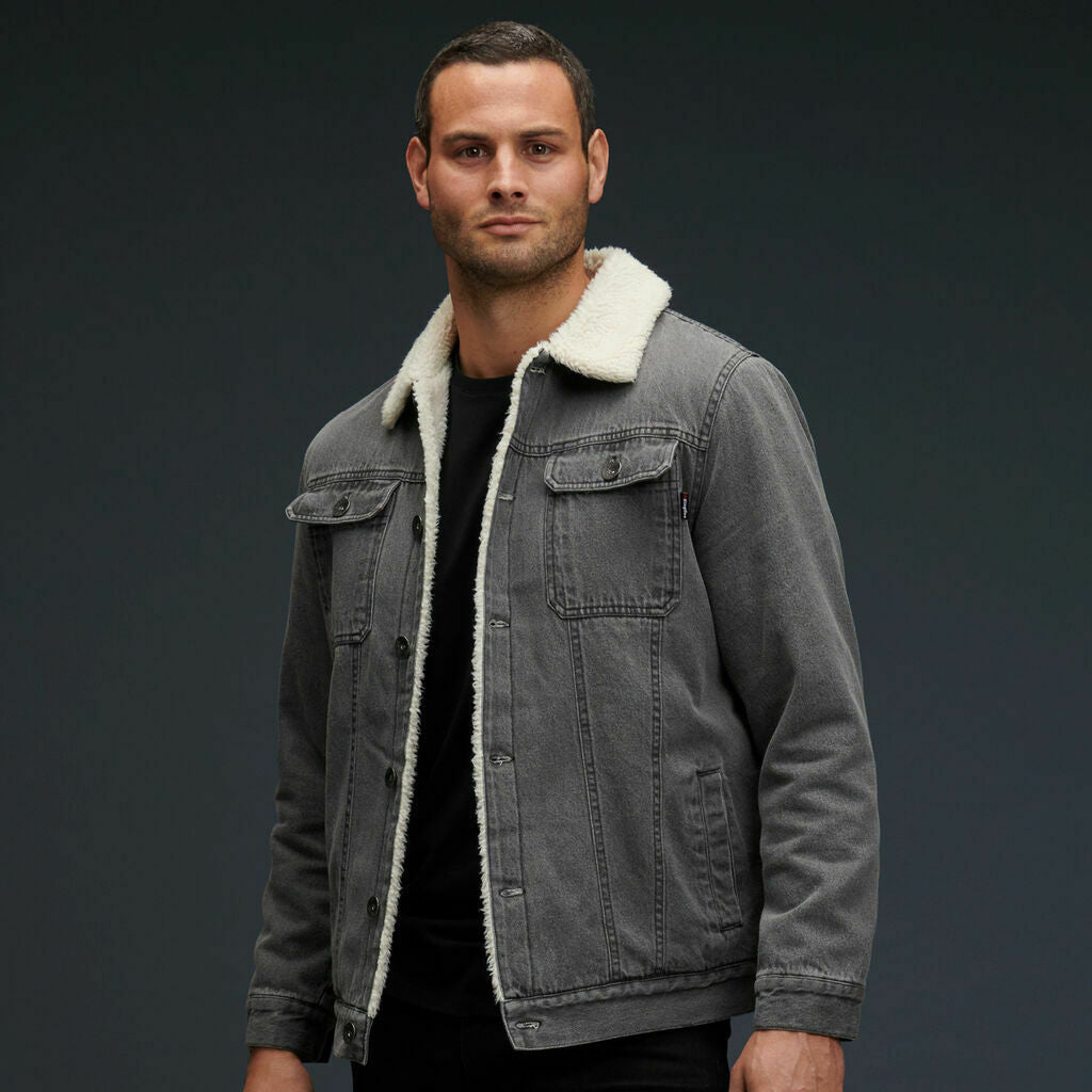 KingGee Mens Urban Denim Jacket Warm Sherpa Lining Winter Comfort Jackets K15041- Bannav S Bannav LLC