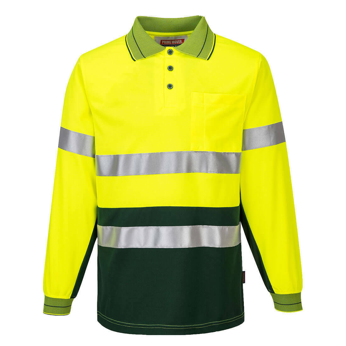 Portwest Mens Prime Mover Long Sleeve Micro Mesh Polo Taped Work Hi-Vis MP513- Bannav S Bannav LLC
