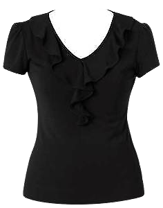 NNT Womens Cap Sleeve Ruffle Neck T- Top V Neck Cap Sleeves Shirt CAT48H- Bannav S Bannav LLC