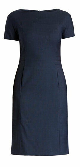 NNT Women Sharkskin Short Sleeve Detail Dress Formal Business Knee Lenght CAT66L- Bannav S Bannav LLC