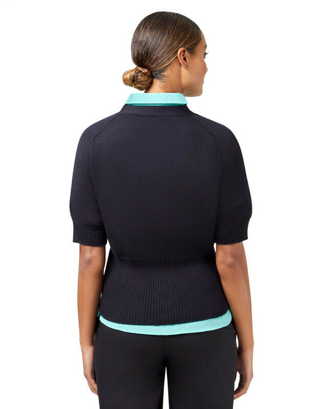 NNT Womens Wool Rich Short Sleeve Rib Trim Cardigan Business Body Warmer CAT5BJ- Bannav S Bannav LLC