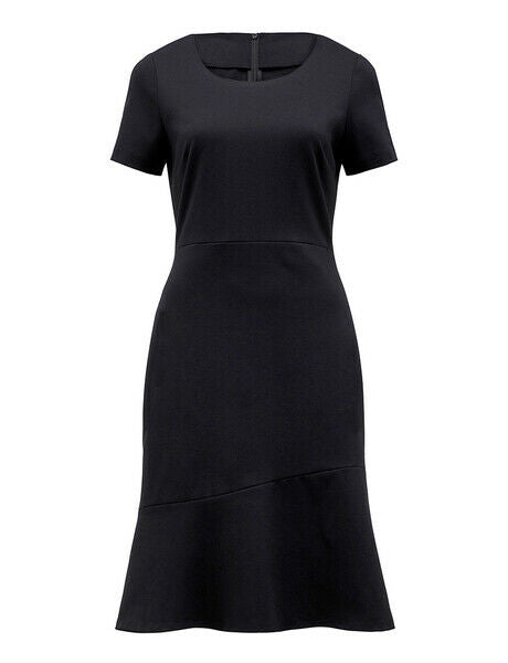NNT Womens Short Sleeve Dress Ponte Knit Waist Seam Formal Knee Length CAT67K- Bannav S Bannav LLC