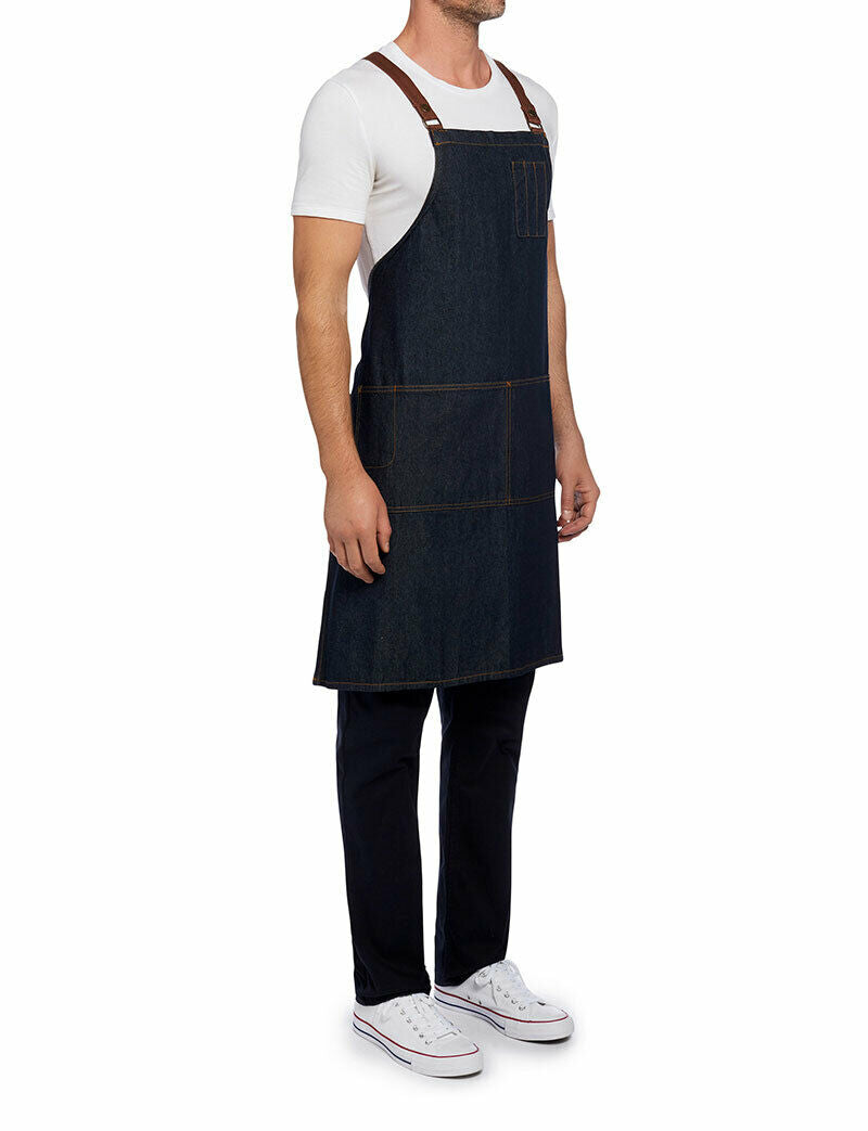 NNT Unisex Chef Memphi Cross Back Denim Apron Work Safety Tough Durable CATK2M- Bannav S Bannav LLC