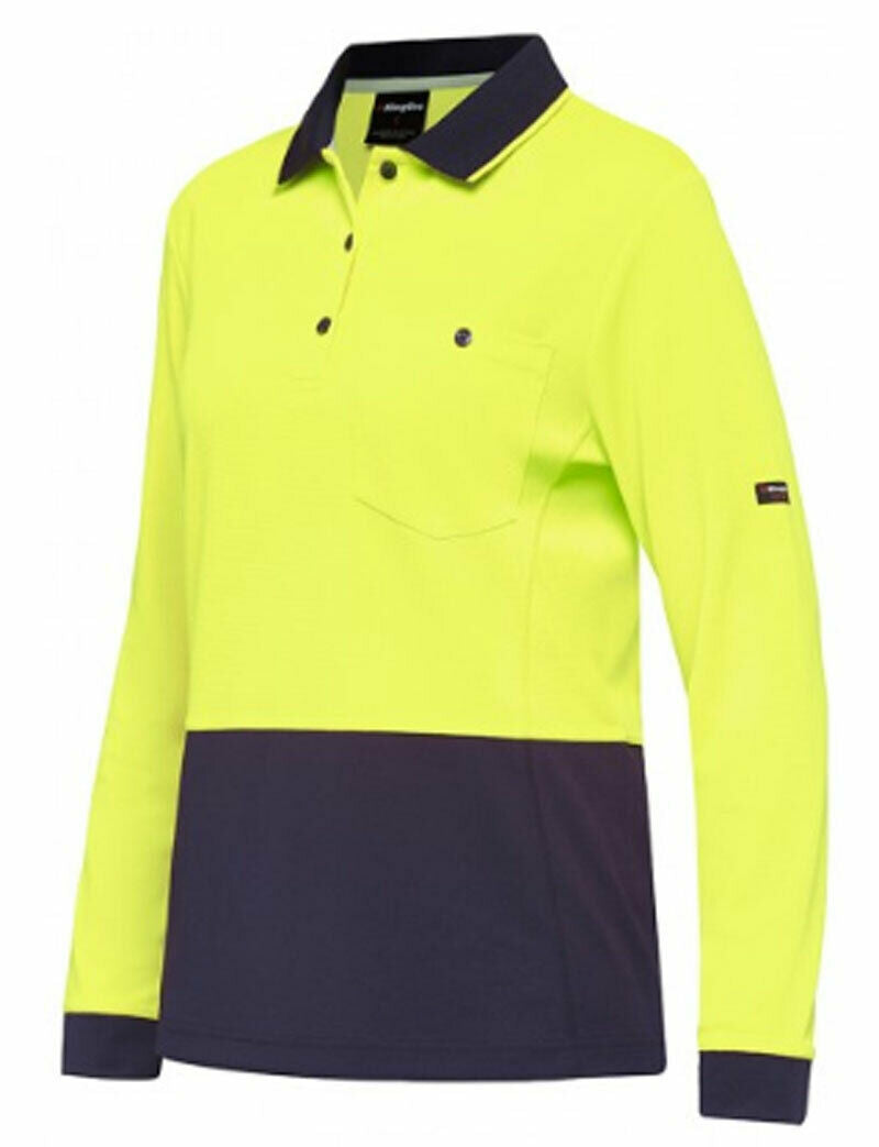KingGee WorkCool Womens Spliced Polo L/S Comfort Work Safety Hyperfreeze K44730- Bannav S Bannav LLC