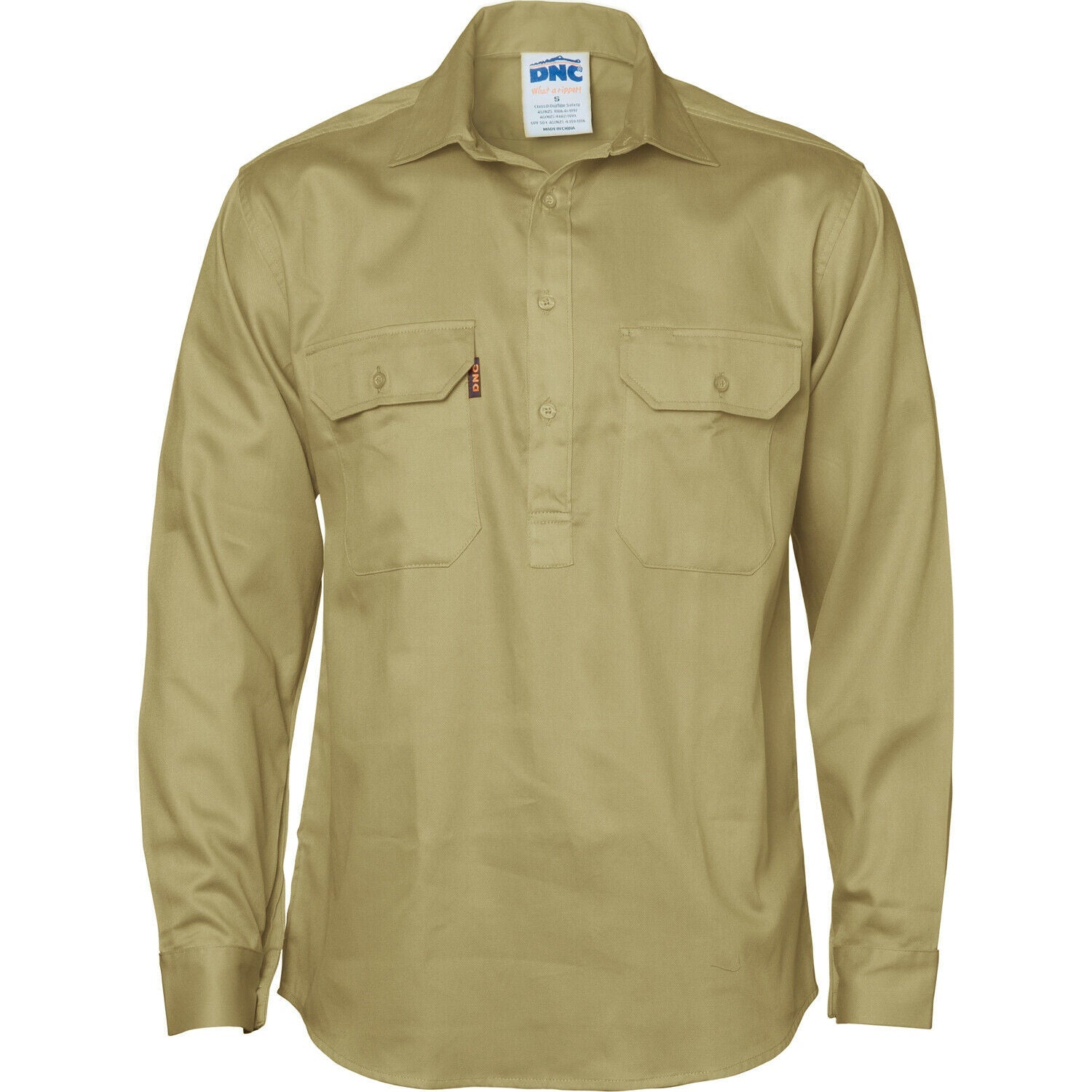DNC Workwear Close Front Cotton Drill Long Sleeve Shirt Comfortable Work 3204- Bannav S Bannav LLC