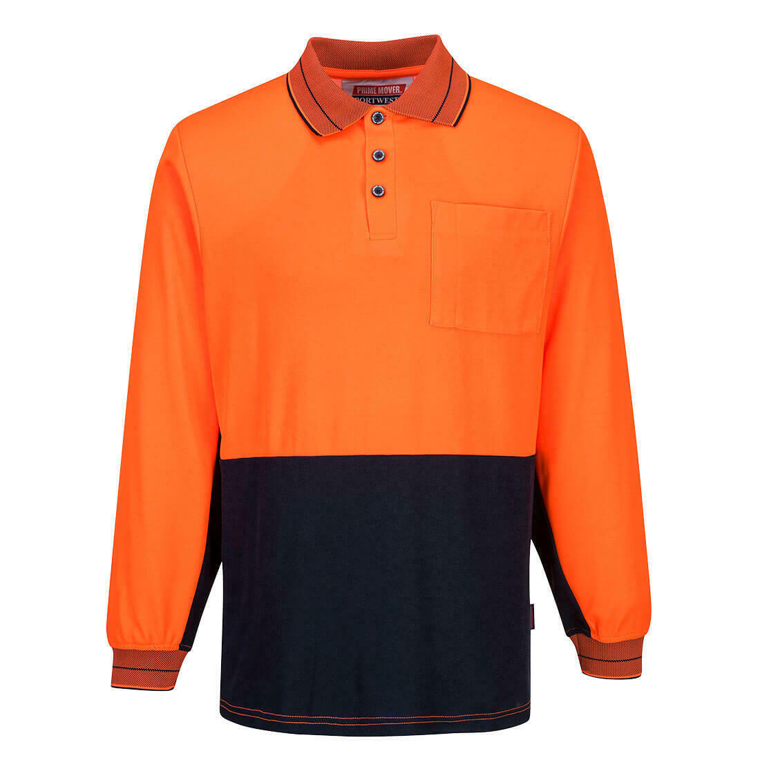 Portwest Mens Hi-Vis Prime Mover Cotton Long Sleeve Work Polo Shirt 2 Tone MP213- Bannav S Bannav LLC