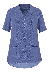 NNT Womens Silvi Spot Print S/S Tunic  V Neck Short Sleeve Blouse CAT9XP- Bannav S Bannav LLC
