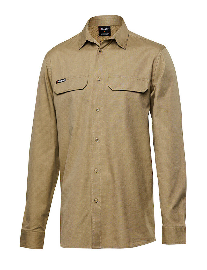 KingGee Mens Workcool Pro Shirt Long Sleeve Stretch Ripstop Durable Work K14021- Bannav S Bannav LLC
