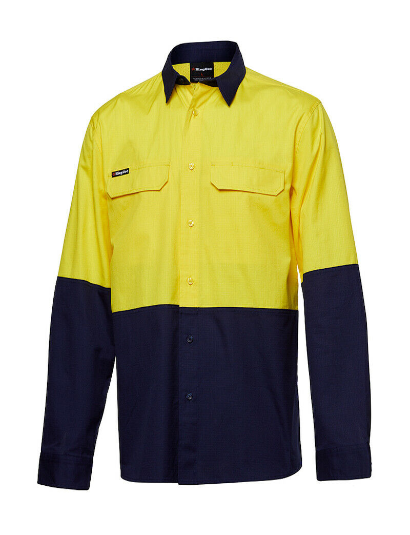 KingGee Mens Workcool Pro Spliced Shirt Long Sleeve Ripstop Work Safety K54027- Bannav S Bannav LLC