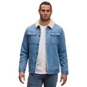 KingGee Mens Urban Denim Jacket Warm Sherpa Lining Winter Comfort Jackets K15041- Bannav S Bannav LLC