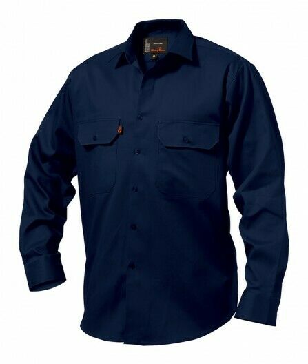 KingGee Open Front Drill Shirt Reinforced Stitching Tough Workwear K04010- Bannav S Bannav LLC