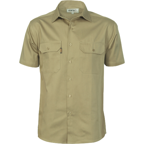 DNC Workwear Mens Cotton Drill Safety Shirt Short Sleeve Comfortable  3201- Bannav S Bannav LLC