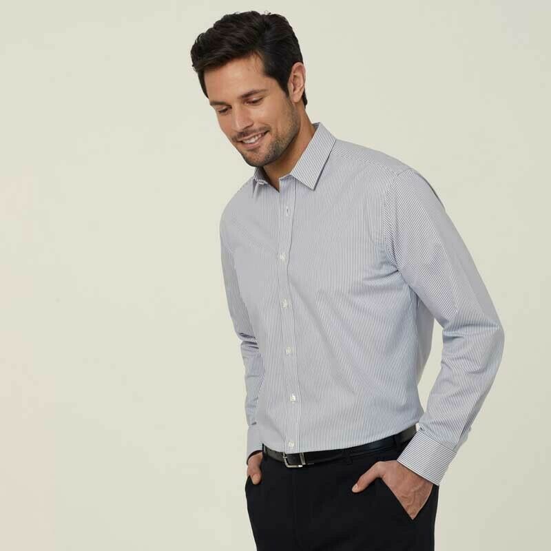 NNT Mens Avignon Stripe Long Sleeve Shirt Casual Regular Fit Business CATJD9- Bannav S Bannav LLC
