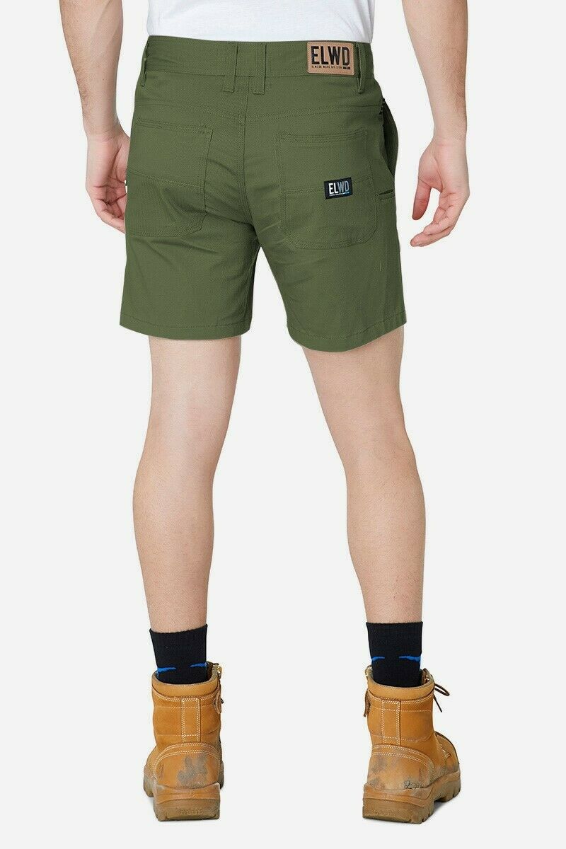 Mens Elwood Work Basic Shorts Stretch Twill Reinforced Pockets Tradie EWD202- Bannav S Bannav LLC