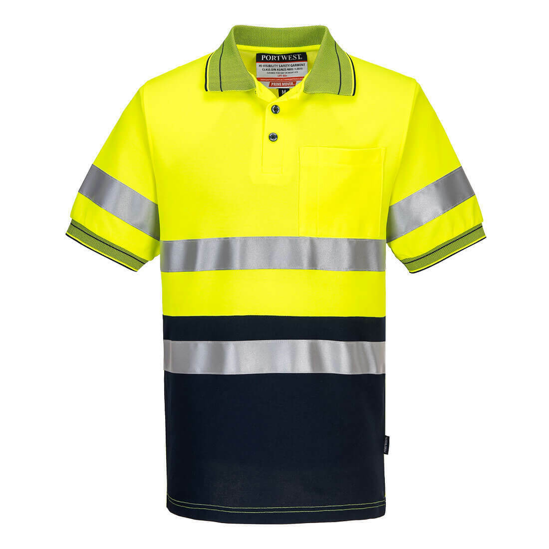 Portwest Mens Prime Mover Short Sleeve Cotton Comfort Polo Taped Hi-Vis MP310- Bannav S Bannav LLC