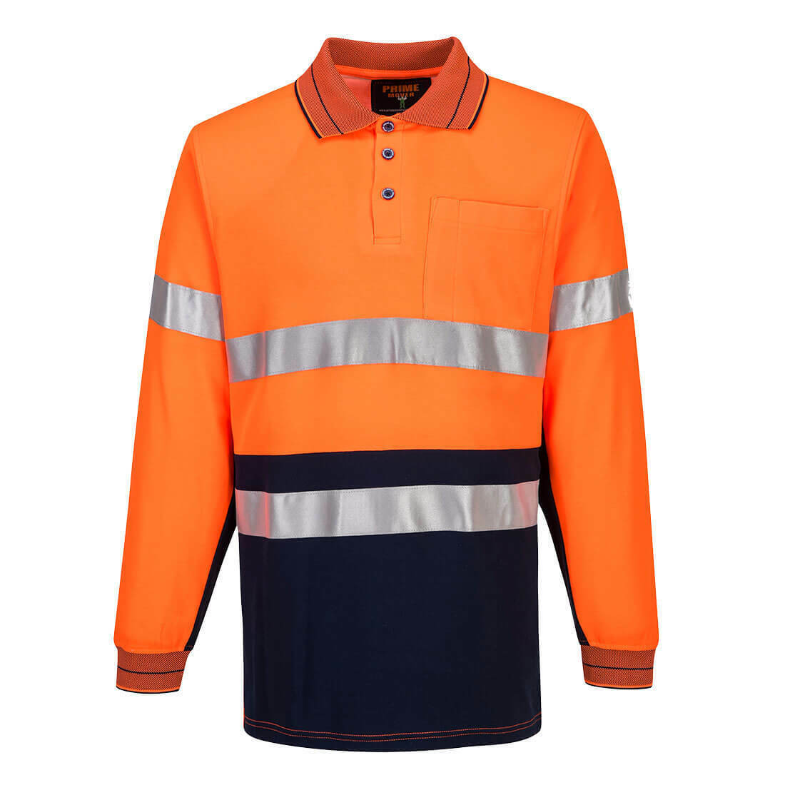 Portwest Mens Prime Mover Long Sleeve Cotton Work Shirt Polo Hi-Vis Taped MP313- Bannav S Bannav LLC
