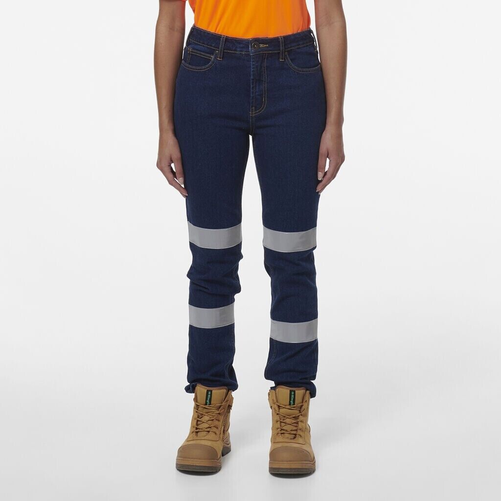 KINGGEE Womens Stretch Straight Workwear Denim Wide Leg 5 Pocket Jeans K43019- Bannav S Bannav LLC