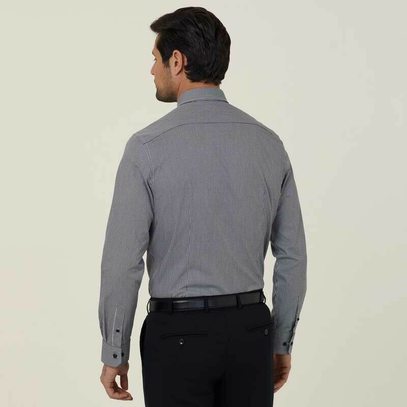 NNT Mens Avignon Gingham Checked Long Sleeve Shirt Casual Fit Business CATJDF- Bannav S Bannav LLC