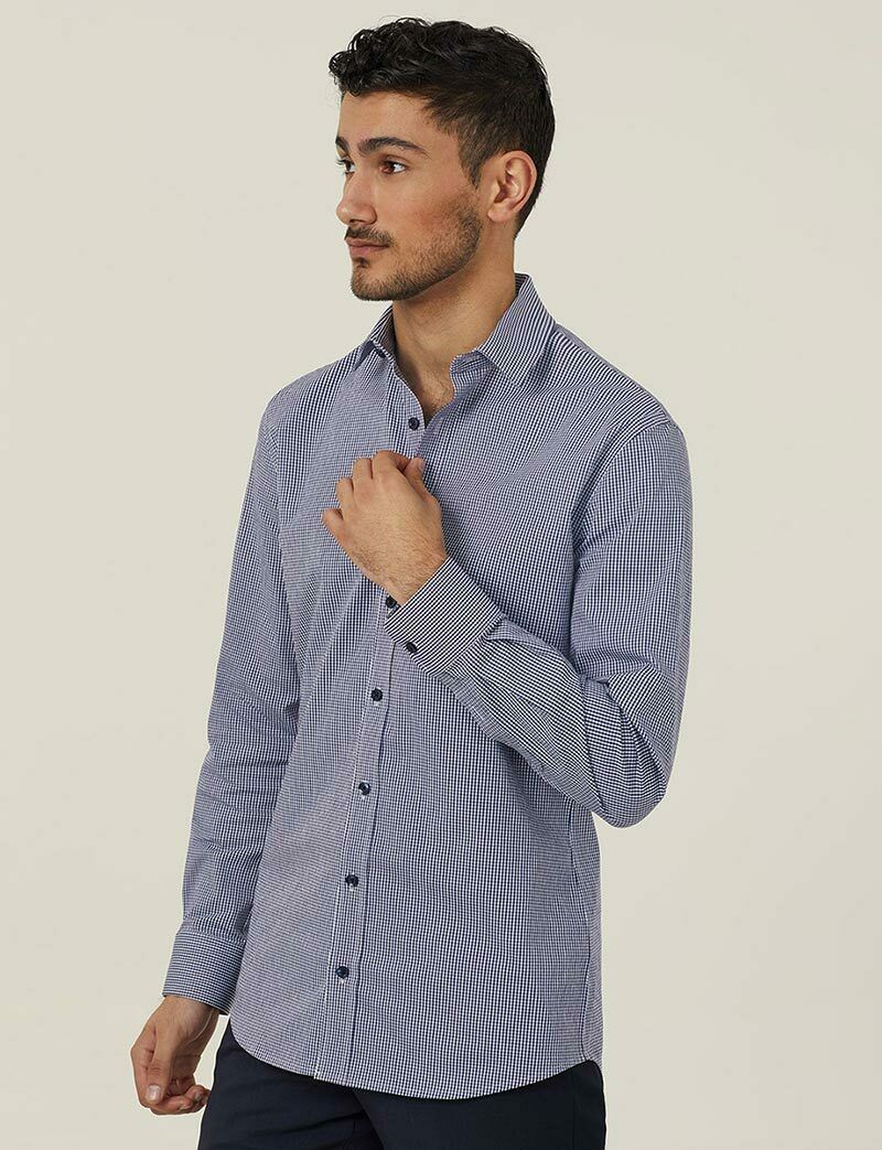 NNT Mens Avignon Gingham Checked Long Sleeve Shirt Casual Fit Business CATJDF- Bannav S Bannav LLC