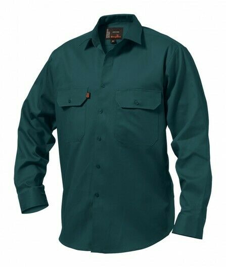 KingGee Open Front Drill Shirt Reinforced Stitching Tough Workwear K04010- Bannav S Bannav LLC