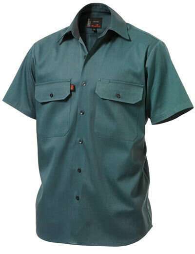 KingGee Mens Open Front Drill Shirt S/S Reinforced Work Cotton Comfy K04030- Bannav S Bannav LLC