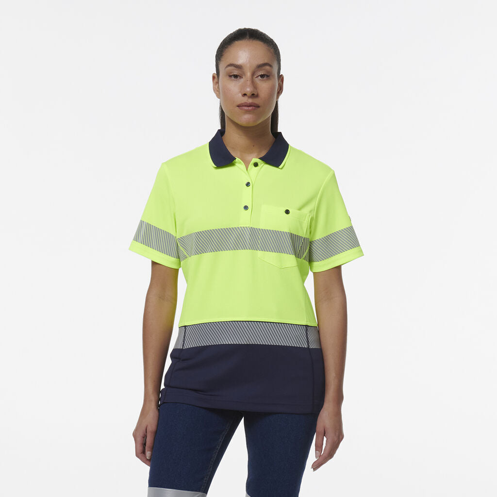 KingGee Womens Workcool Hyperfreeze Spliced Polo With Segmented Tape K44224- Bannav S Bannav LLC