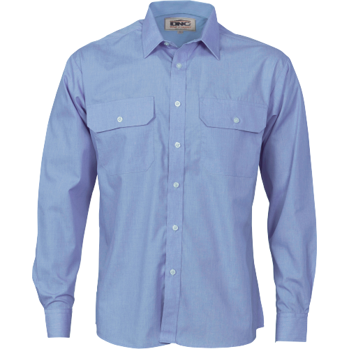 DNC Workwear Mens Polyester Cotton Work Shirt Long Sleeve Business Casual 3212- Bannav S Bannav LLC
