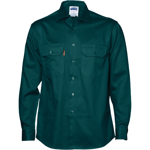 DNC Workwear Mens Cotton Drill Work Shirt Long Sleeve Comfortable  3202- Bannav S Bannav LLC