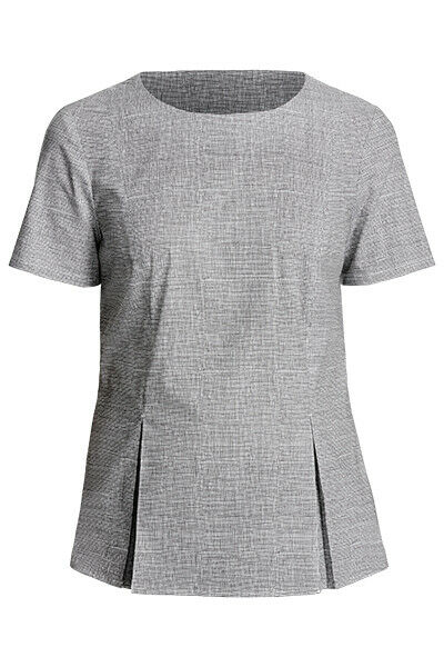 NNT Women Hand Drawn Print Short Sleeve Peplum Top Curved Neckline Formal CATU5X- Bannav S Bannav LLC