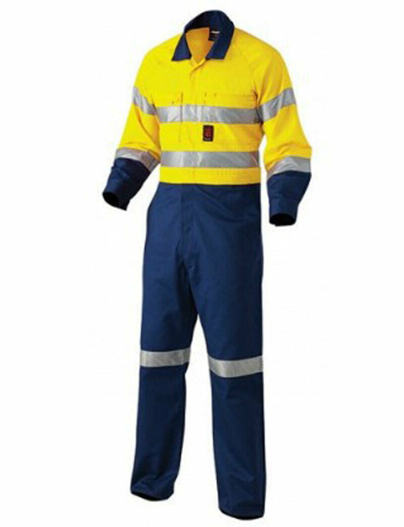 KingGee Mens Hi-Vis Combination Drill Overalls Spliced Cotton Work Safety K51525- Bannav S Bannav LLC