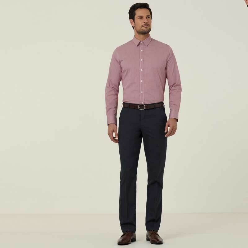 NNT Mens Avignon Gingham Checked Long Sleeve Shirt Casual Fit Business CATJDF- Bannav S Bannav LLC