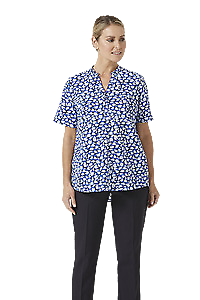 NNT Womens Petal Print Short Sleeve Tunic Mandarin Collar Neckline CATUHU- Bannav S Bannav LLC
