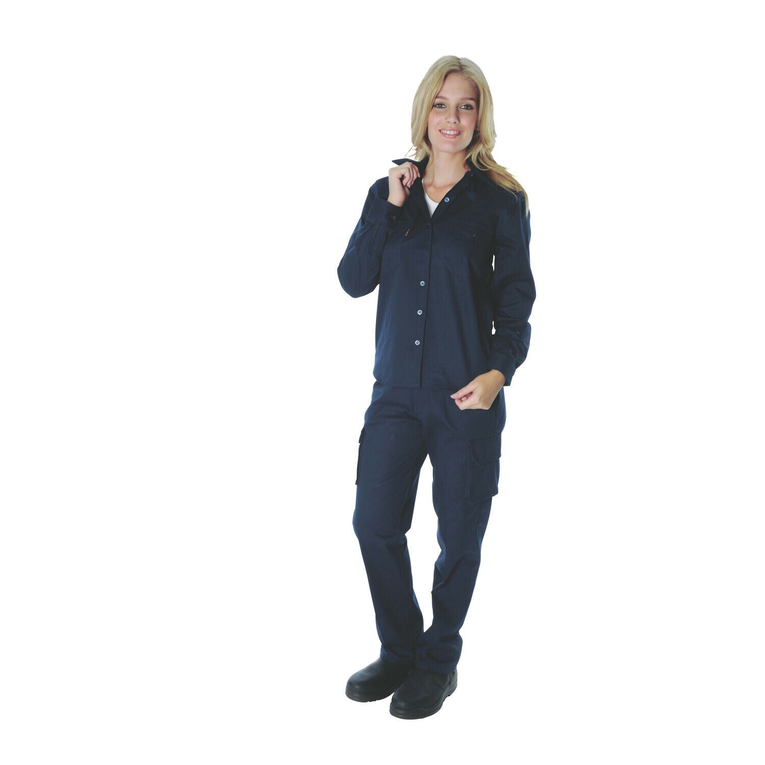 DNC Workwear Womens Ladies Cotton Drill Work Shirt Long Sleeve Casual Work 3232- Bannav S Bannav LLC