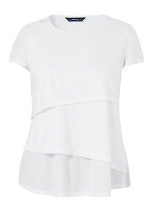 NNT Womens Matt Jersey Short Sleeve Layered Top Round Neckline Blouse CAT9XG- Bannav S Bannav LLC