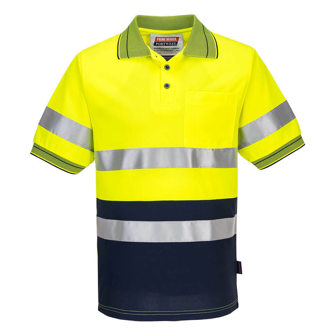 Portwest Mens Prime Mover Short Sleeve Micro Mesh Polo Taped Hi-Vis Work MP510- Bannav S Bannav LLC