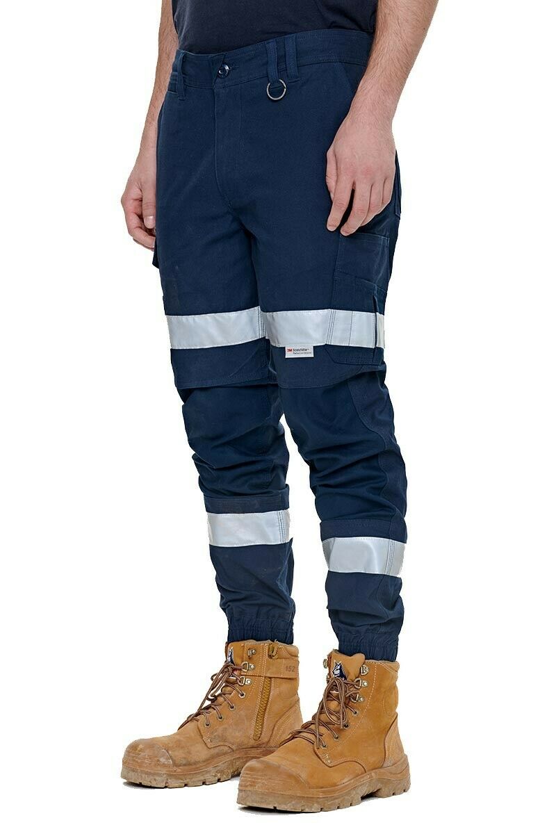 Elwood Mens Reflective Cuffed Work Pants Taped Pant Stretch Canvas Cargo EWD107- Bannav S Bannav LLC