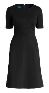 NNT Womens Ponte Knit A Line Dress Black Classic Fit Pleated Dress CAT66K- Bannav S Bannav LLC