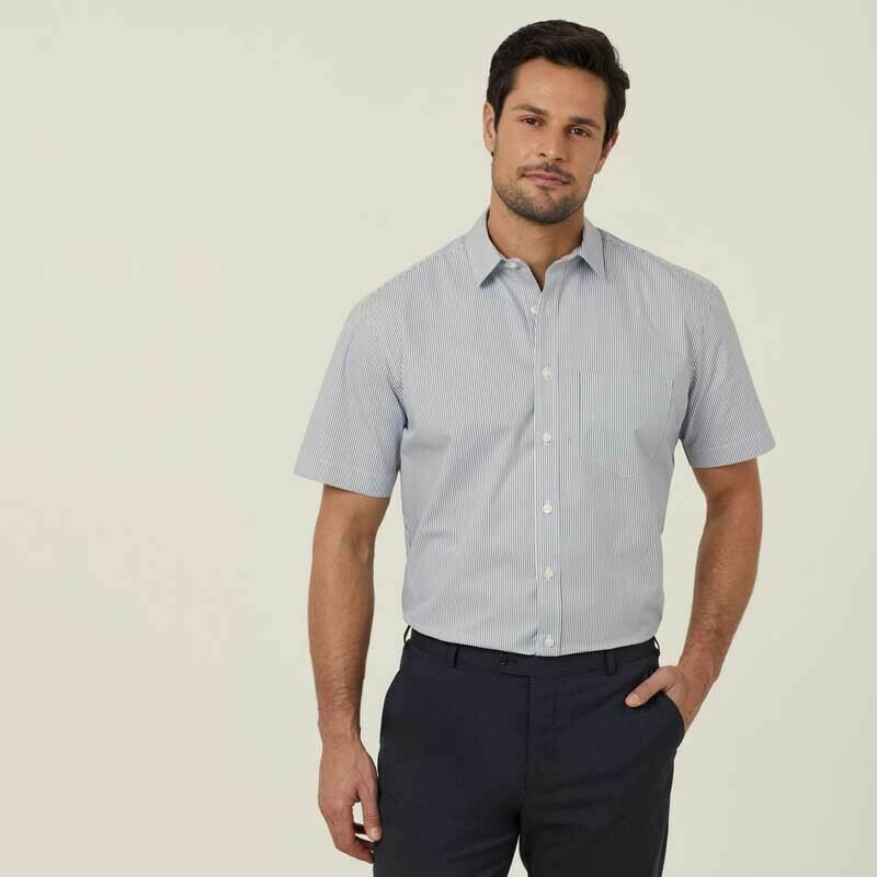 NNT Mens Avignon Stripe Short Sleeve Shirt Casual Regular Fit Business CATJDK- Bannav S Bannav LLC