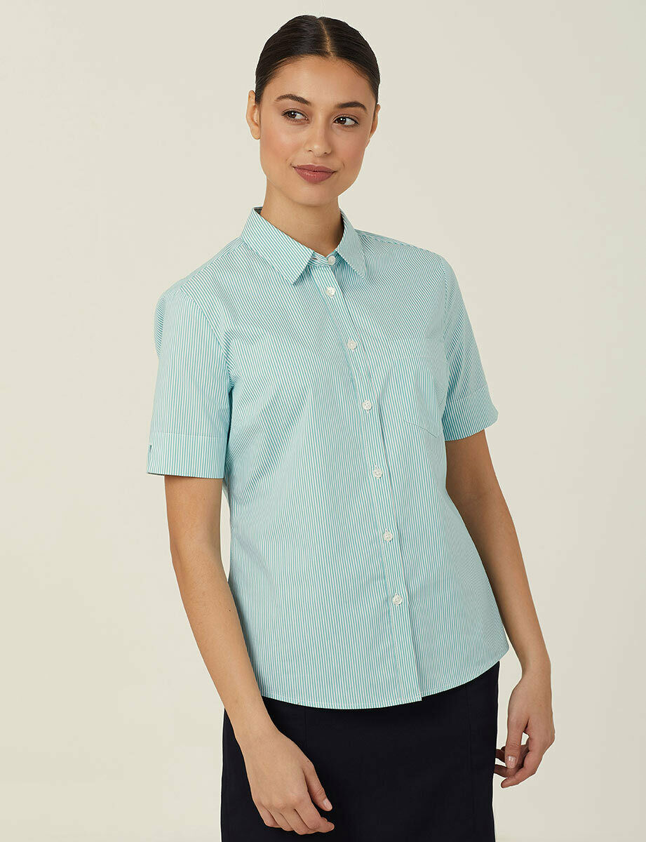 NNT Womens Avignon Stripe Short Sleeve Slim Casual Shirt Regular Business CATUK5- Bannav S Bannav LLC