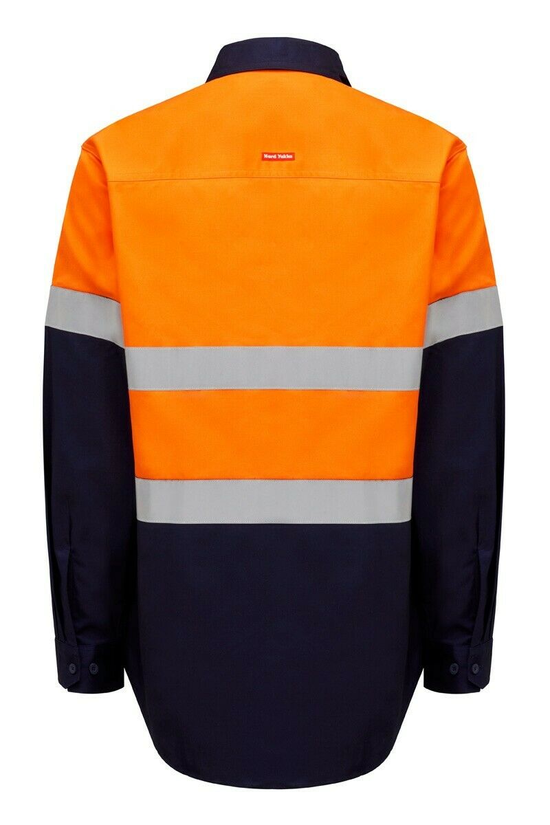 Hard Yakka Mens Core Hi-Vis Job Site Safety Tough Cotton Work Shirt Taped Y04615- Bannav S Bannav LLC