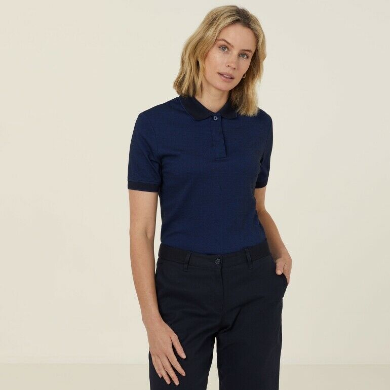 NNT Womens  Textured Short Sleeve Polo Comfortable Side Splits Classic CATUF9- Bannav S Bannav LLC
