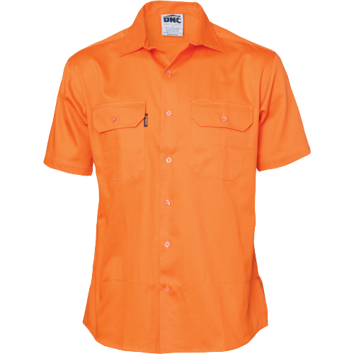 DNC Workwear Mens Cotton Drill Safety Shirt Short Sleeve Comfortable  3201- Bannav S Bannav LLC