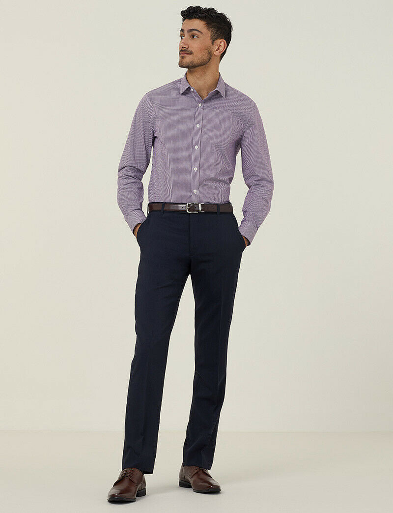 NNT Mens Avignon Gingham Checked Long Sleeve Shirt Casual Fit Business CATJDF- Bannav S Bannav LLC