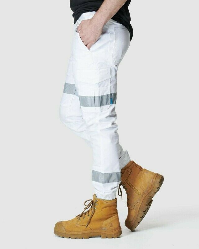 Elwood Mens Reflective Cuffed Work Pants Taped Pant Stretch Canvas Cargo EWD107- Bannav S Bannav LLC