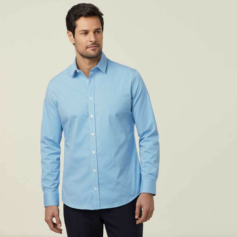 NNT Mens Avignon Gingham Checked Long Sleeve Shirt Casual Fit Business CATJDF- Bannav S Bannav LLC