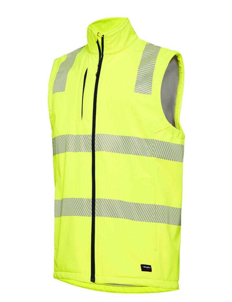 KingGee Mens Reflective Soft Shell Vest Durable Ripstop Fleece Waterproof K55025- Bannav S Bannav LLC