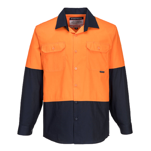 Portwest Hi-Vis Two Tone Lightweight Long Sleeve Shirt Reflective Safety MS801- Bannav S Bannav LLC
