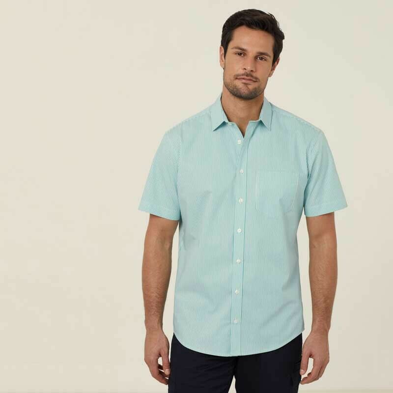 NNT Mens Avignon Stripe Short Sleeve Shirt Casual Regular Fit Business CATJDK- Bannav S Bannav LLC